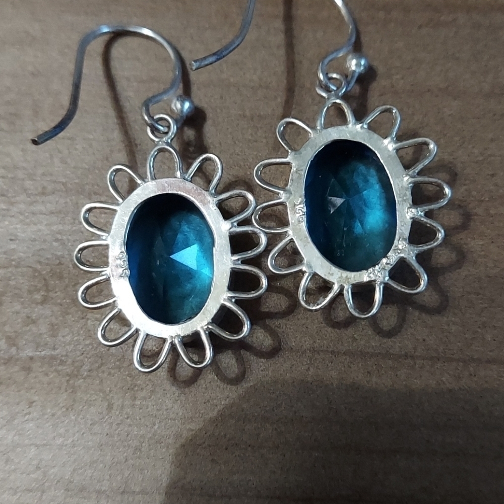 BLUE Topaz Sterling Silver Earrings - Picture 3 of 6